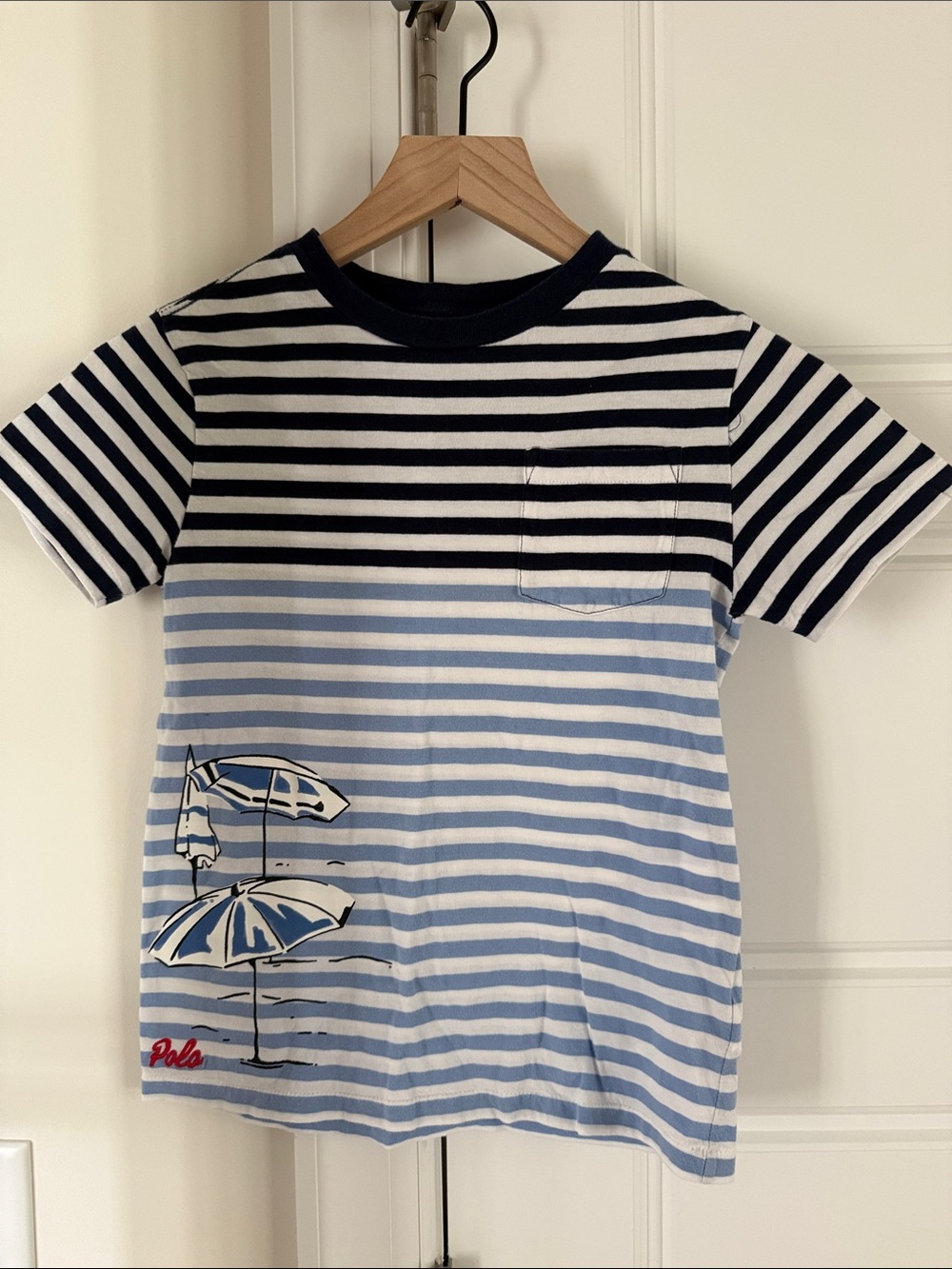 Polo by Ralph Lauren Navy & Light Blue Striped Beach Tee